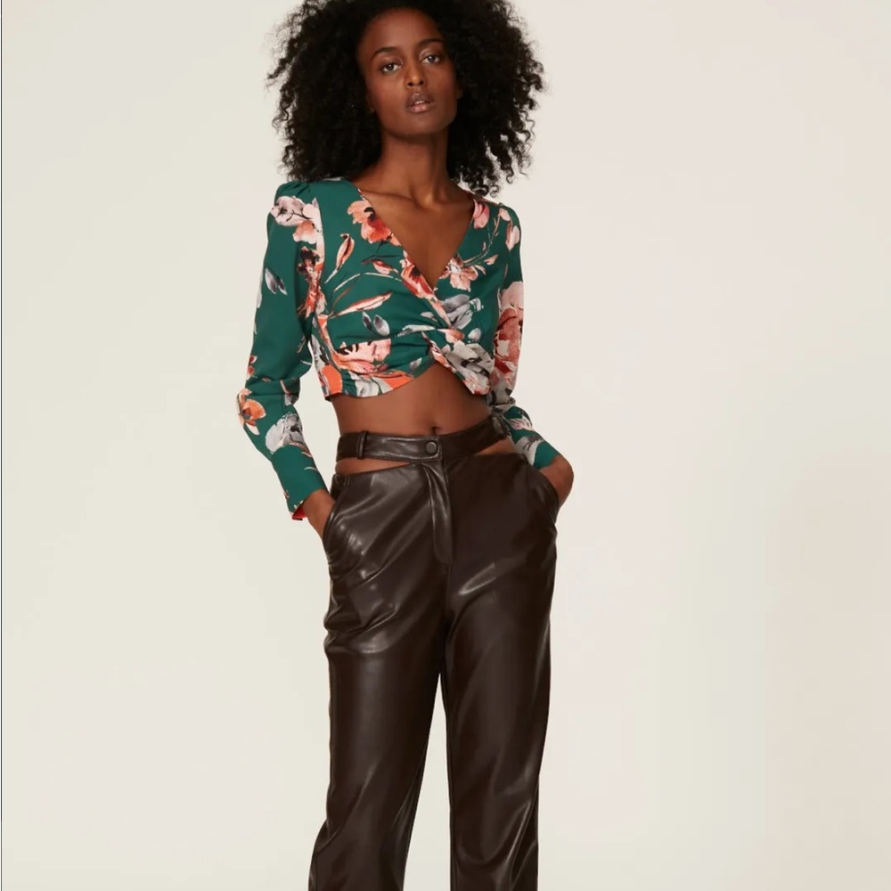 Marissa Webb floral twist front crop top